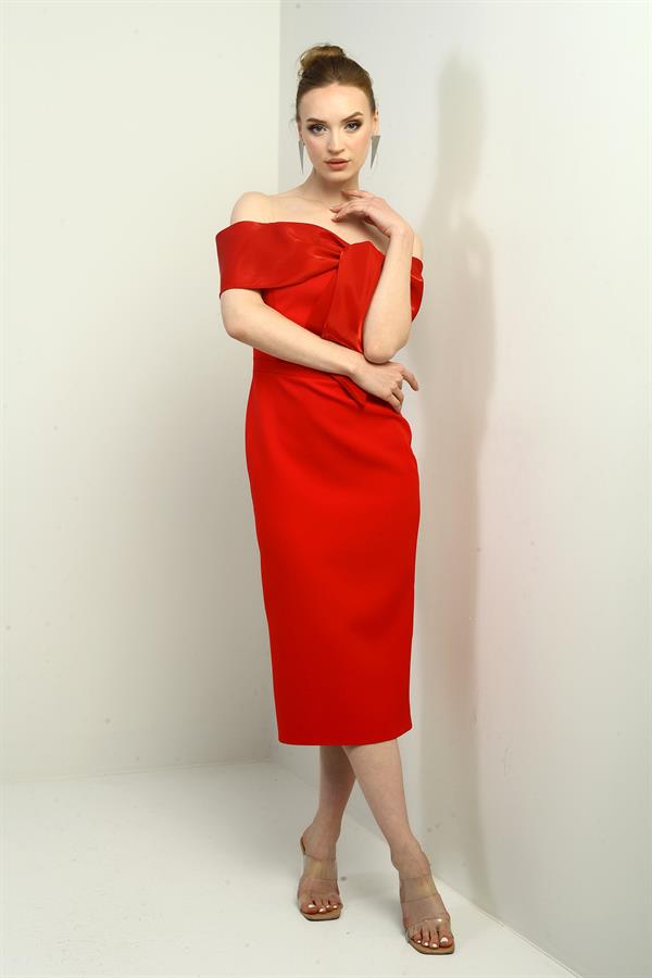 Robe midi en satin pour femme, col madon, doublure intégrée