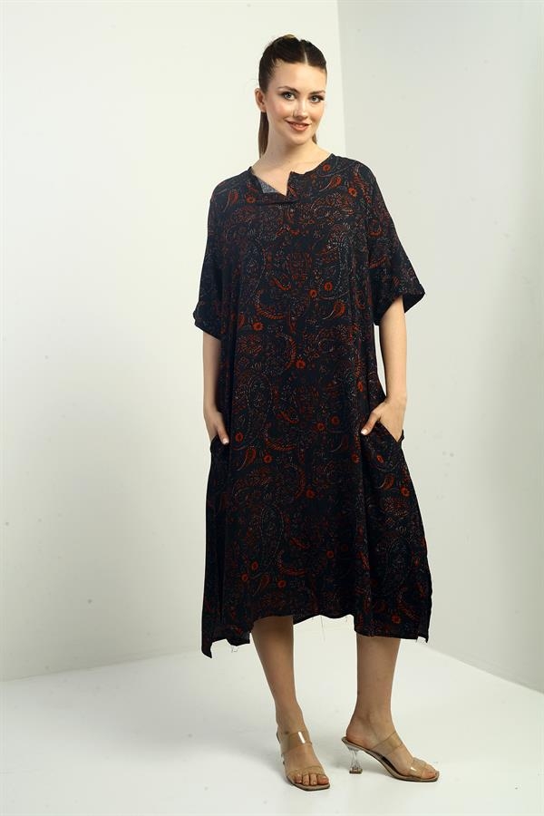 Robe oversize à poches et motif châle pour femme