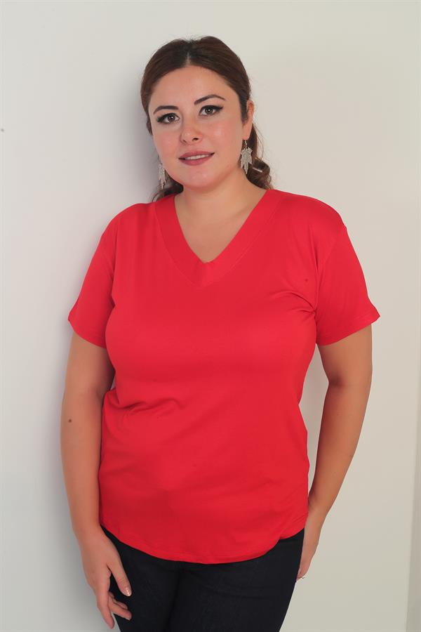 Chemisier grande taille en lycra à col en V pour femme