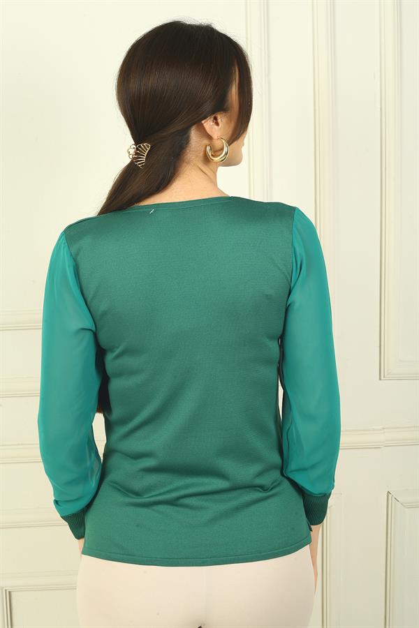 Pull en mousseline à manches longues et col en V à rayures pour femme