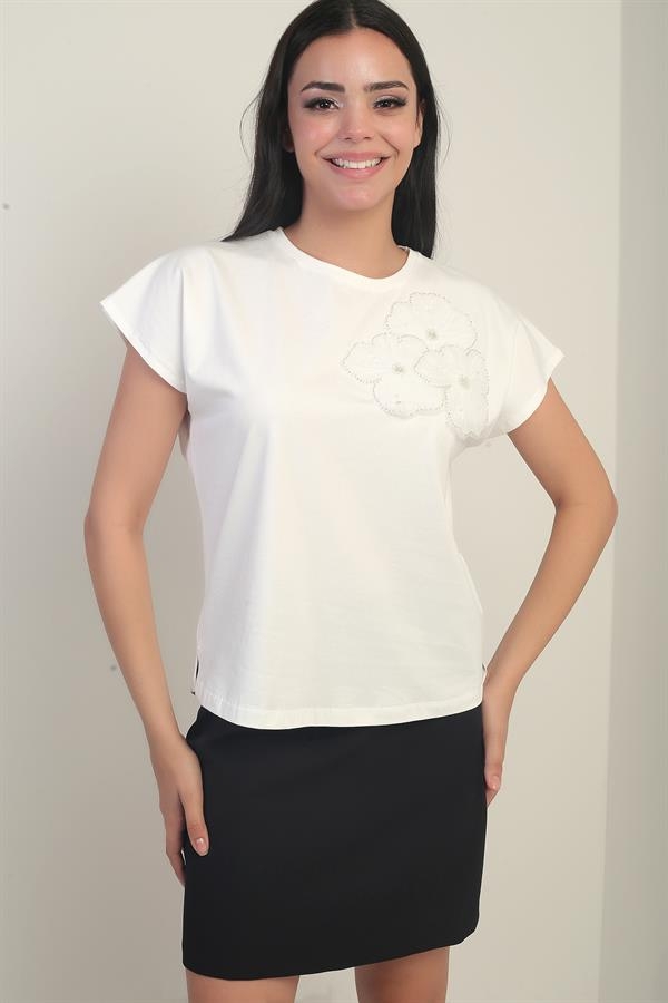 Women's Rose Detailed Lycra Blouse