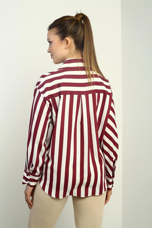 Women's Asymmetrical Striped Pattern Long Sleeve Shirt