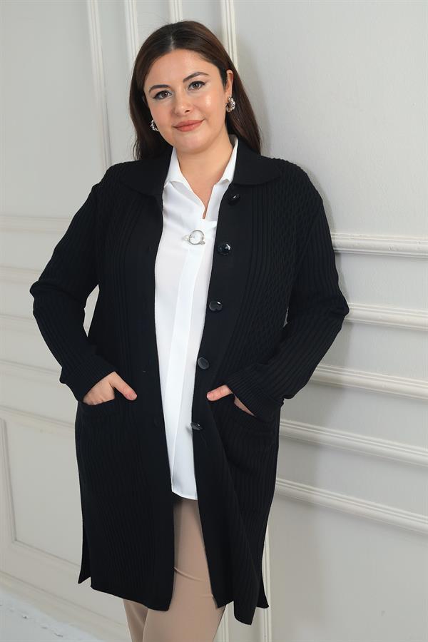 Gilet côtelé grande taille pour femme, avec motif sur le devant et poches, en Lycra.