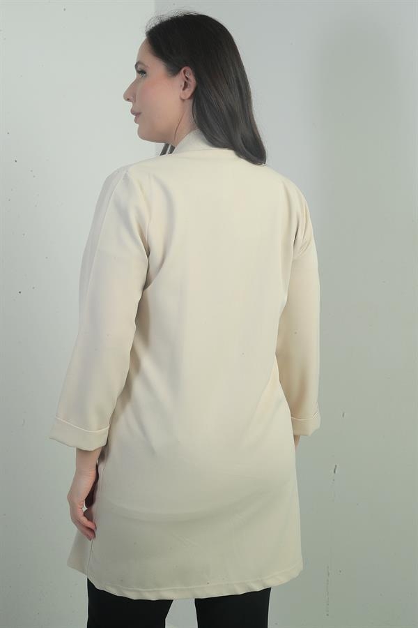 Shawl Collar Fake Pocket Lycra Max Long Jacket