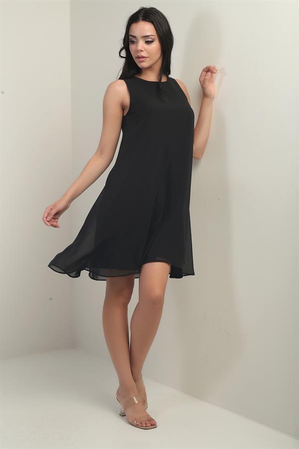 Women's Sleeveless Lined Short Chiffon Dress