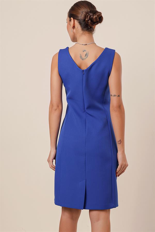 V Yaka Klasik Kısap Elbise