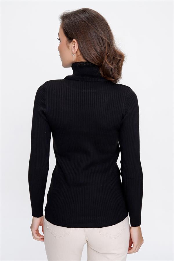 Balıkçı Yaka Likra Akrilik Triko Kazak