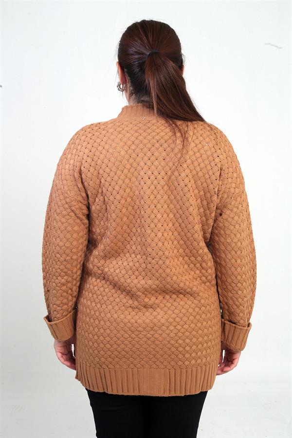 Gilet tunique à poches en maille panier pour femme