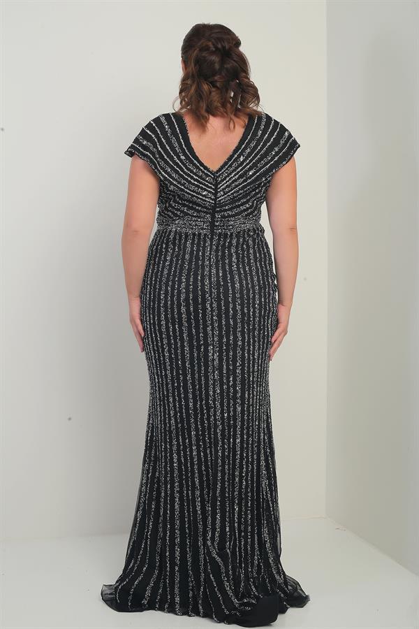 Robe sirène doublée à imprimé pierres, décolleté en V devant et dos, grandes tailles