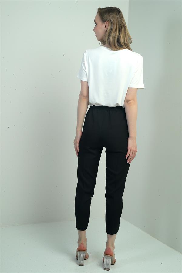 Kadın Beli Lastikli Yandan Cepli Havuç Paça Pantolon