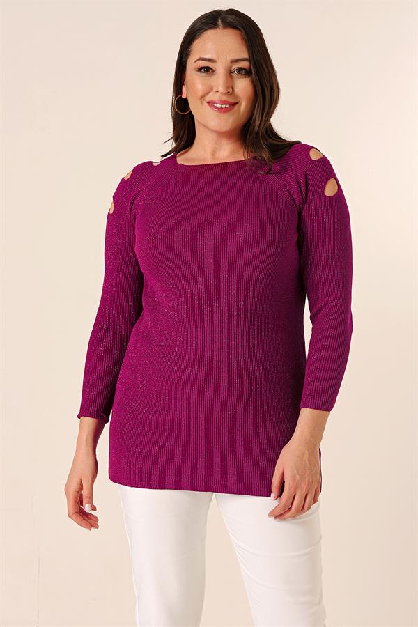 Pull tunique sport grande taille à épaules dénudées