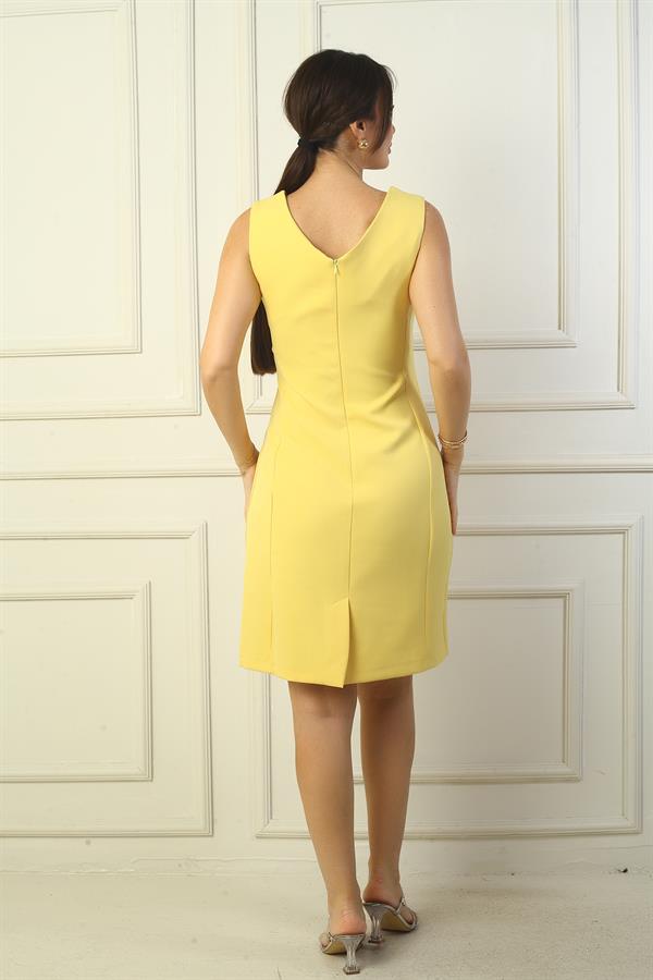 V Yaka Klasik Kısap Elbise