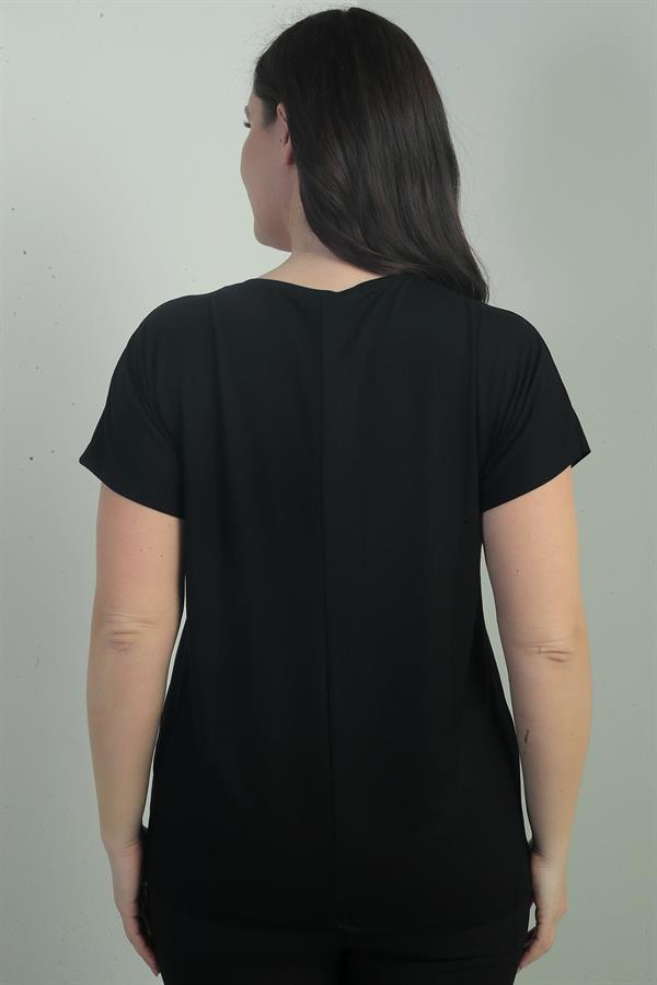 Blouse BB à col rond et imprimé pierre cascade sur le devant pour femme