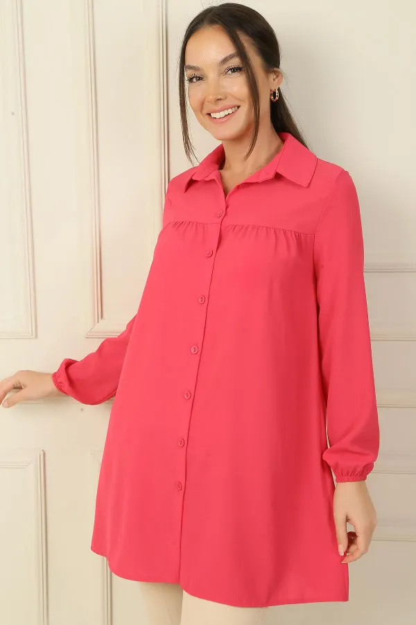 Shirt with Gathered Front Yoke