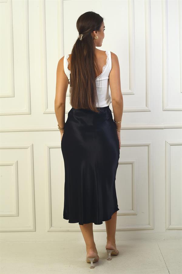 Jupe longue en satin pour femme avec taille élastique