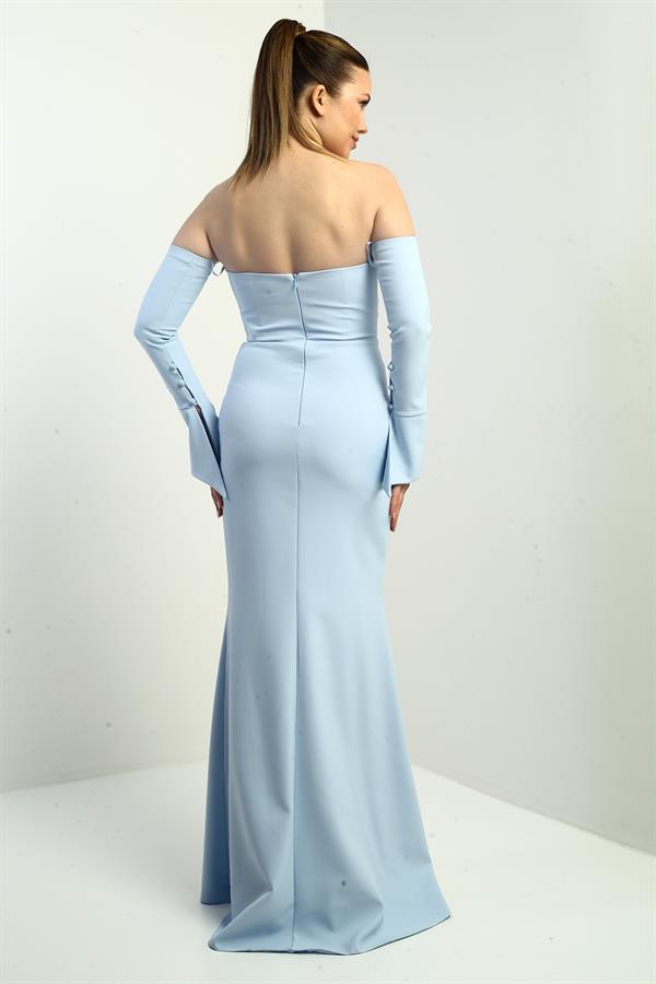 Women's Strapless Set-in Sleeve, Interfacing, Lined Crepe Long Evening Dress