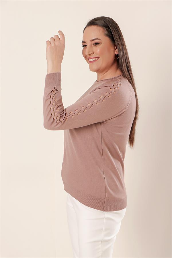 Kol Detaylı Büyük Beden Akrilik Kazak