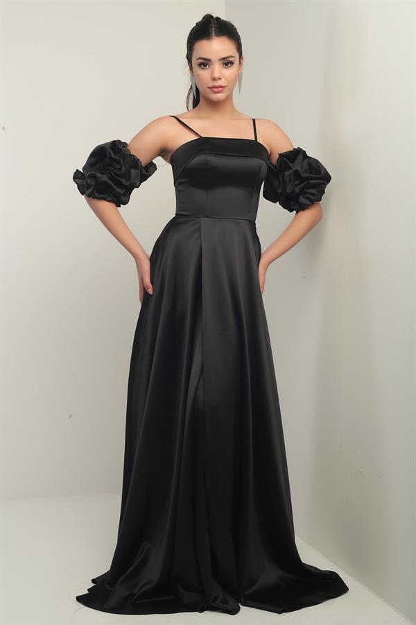 Robe longue en satin pour femme, à fines bretelles, doublée, manches montées et poches
