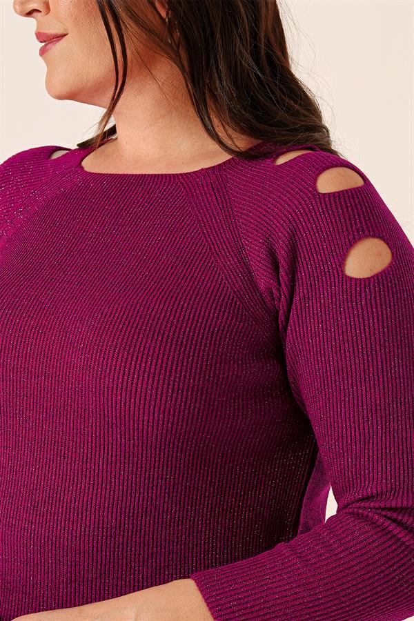 Pull tunique sport grande taille à épaules dénudées