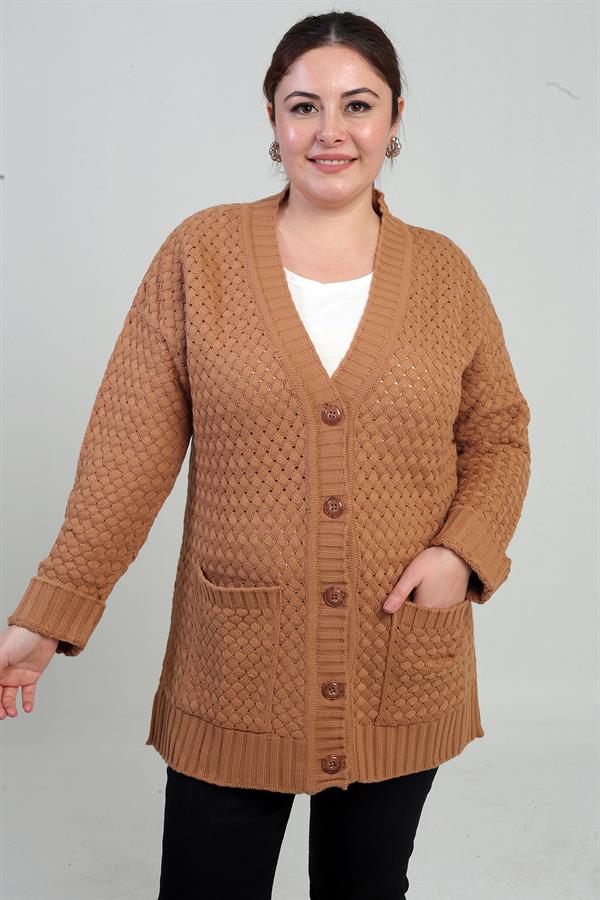 Gilet tunique à poches en maille panier pour femme