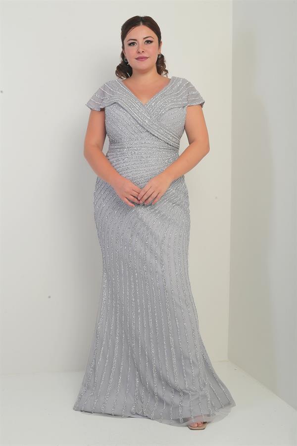 Robe sirène doublée à imprimé pierres, décolleté en V devant et dos, grandes tailles