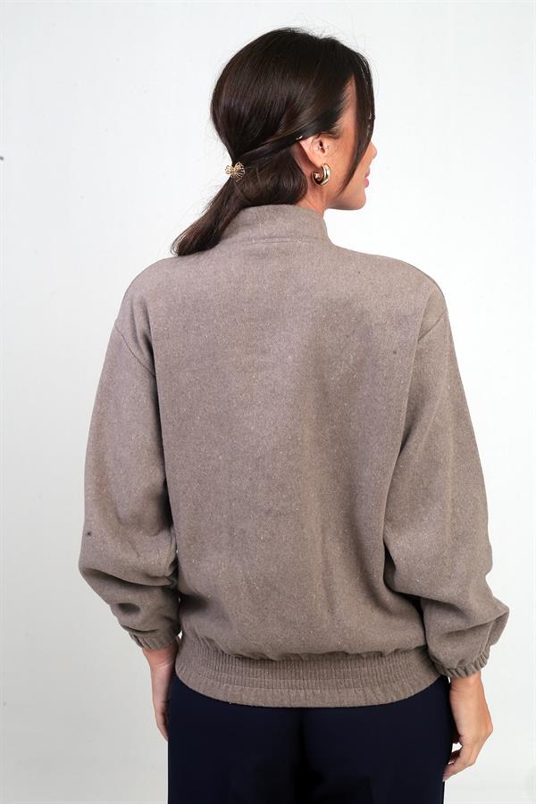 Veste bomber en cachemire à poches et taille élastique