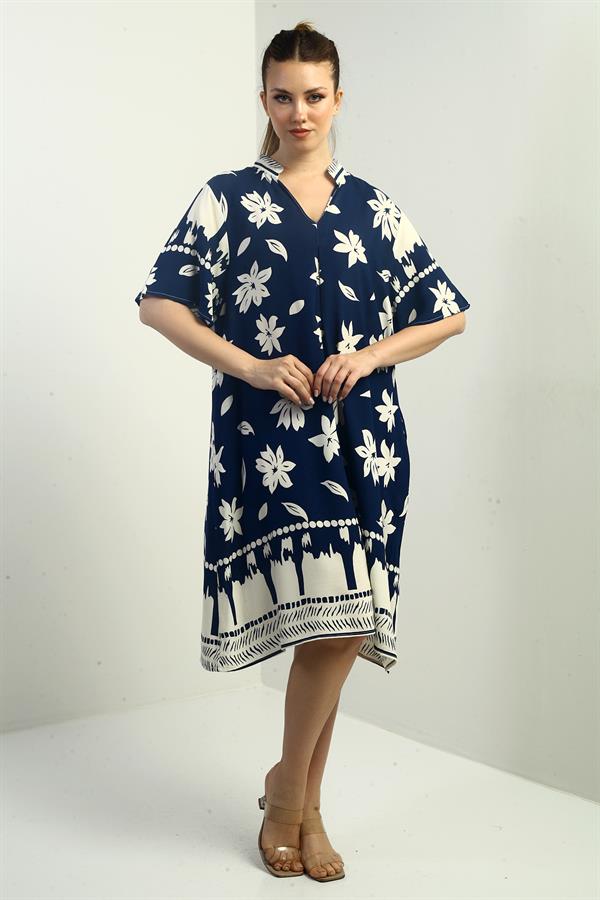 Kadın Çiçek Desenli Cepli oversize Kısa Elbise