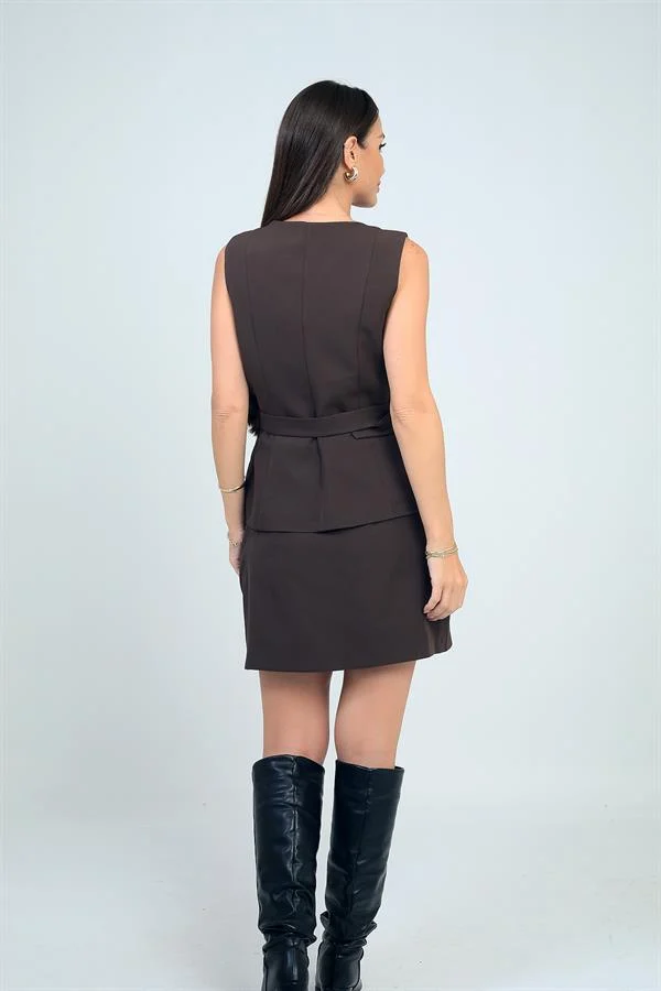 Kadın Kendinden Telalı Üst Astarlı İki Parça Görünümlü Elbise