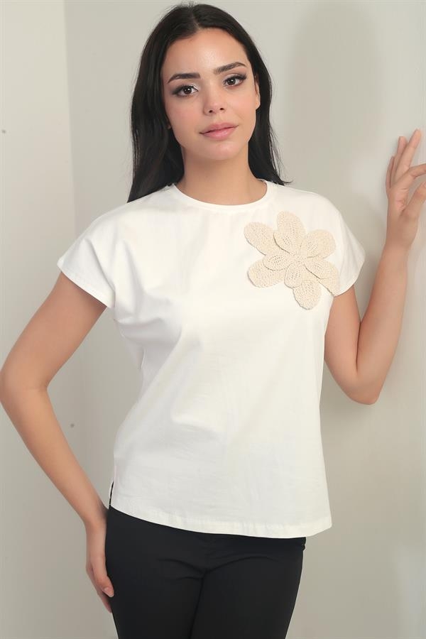 Women's Flower Detailed Lycra Blouse