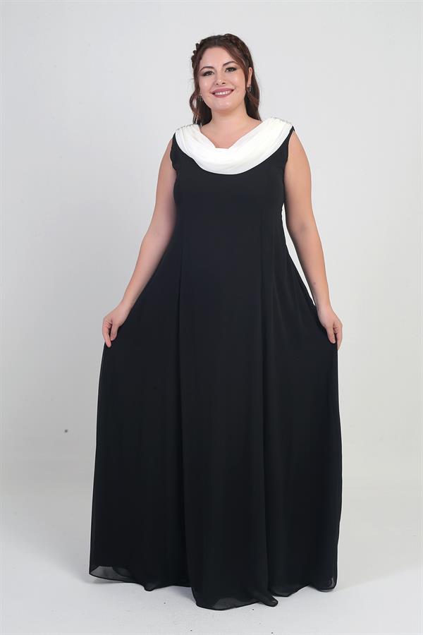 Robe longue en mousseline grande taille pour femme, avec col en V, détail de pierre au dos, volants et doublure.