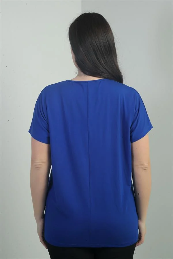 Women's Shoulder Stone Print V-Neck Batwing Sleeve BB Blouse