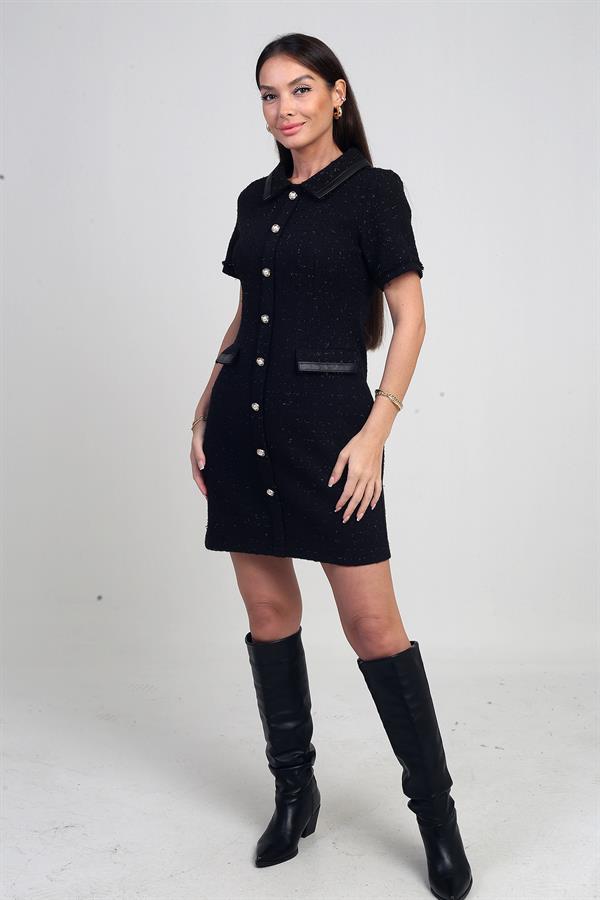 Robe courte Chanel pour femme avec jarretière passepoilée