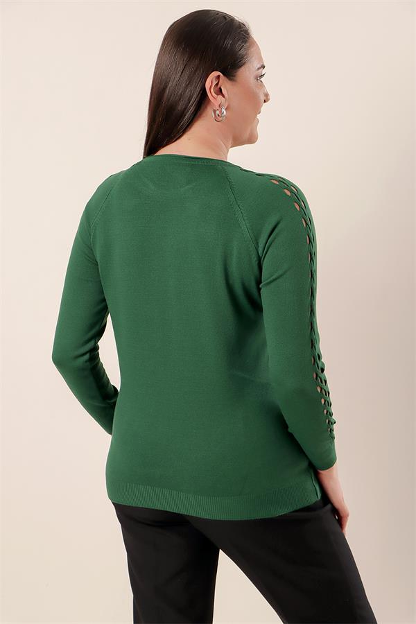 Kol Detaylı Büyük Beden Akrilik Kazak