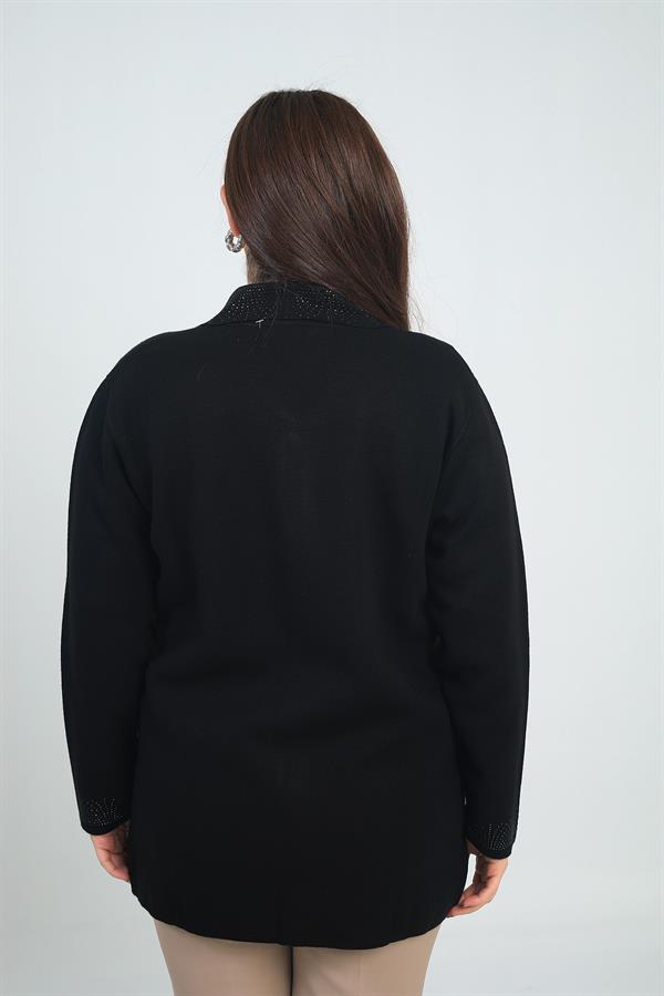 Gilet cardigan grande taille en maille acier avec détails imprimés pierres