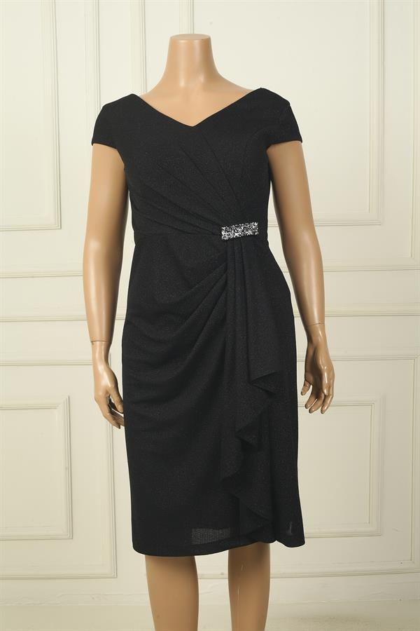 Robe courte pailletée pour femme, col en V, manches cloutées, doublure sur le côté, détails en pierre, mouchoir BB