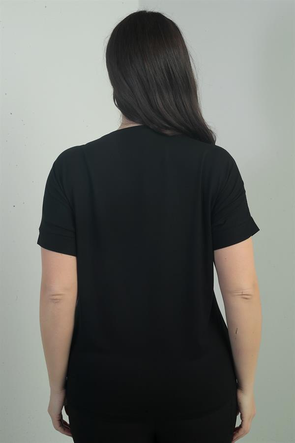 Women's V-Neck, Mesh Shoulder, Sequined, Plus Size Lycra Blouse