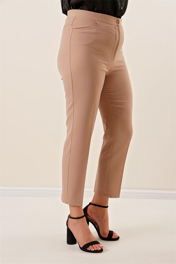 Pantalon grande taille en Lycra avec taille élastique et poches