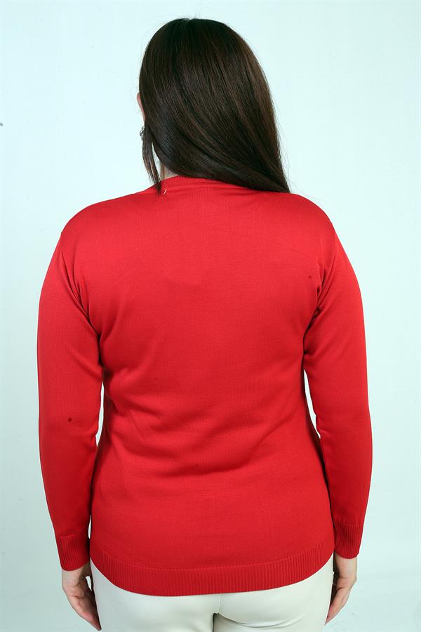 Chemisier en maille grande taille pour femme avec épaules imprimées de pierres