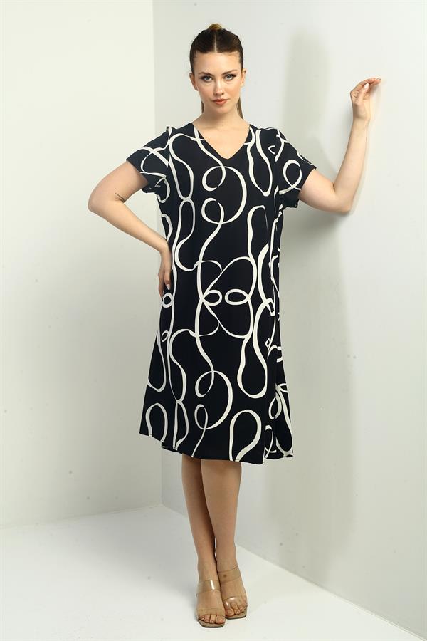 Women's V-Neck Oversize Patterned Dress