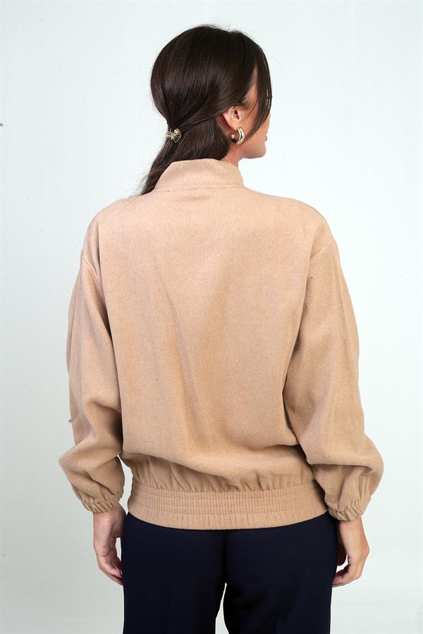 Veste bomber en cachemire à poches et taille élastique