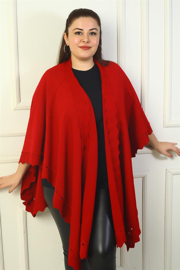 Kadın Lazer Kesim Büyük Beden Akrilik Panço