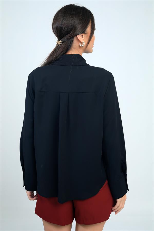 Kadın Fiyonk Detaylı Krep Şifon Gömlek