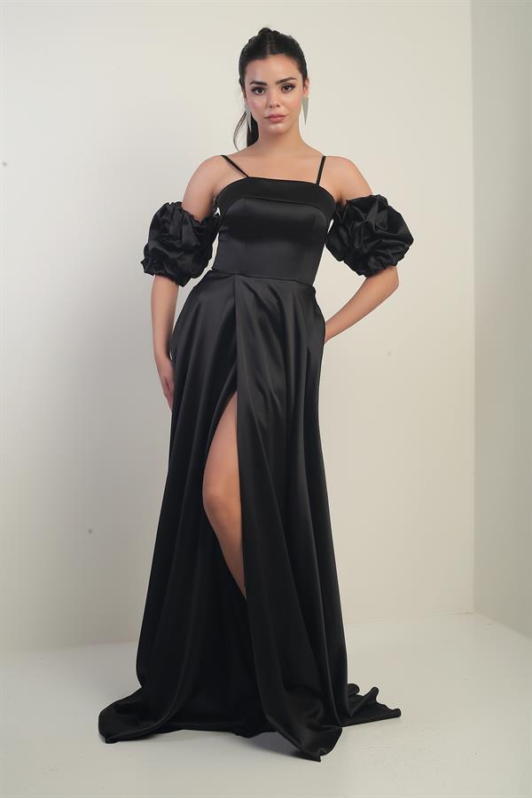 Robe longue en satin pour femme, à fines bretelles, doublée, manches montées et poches