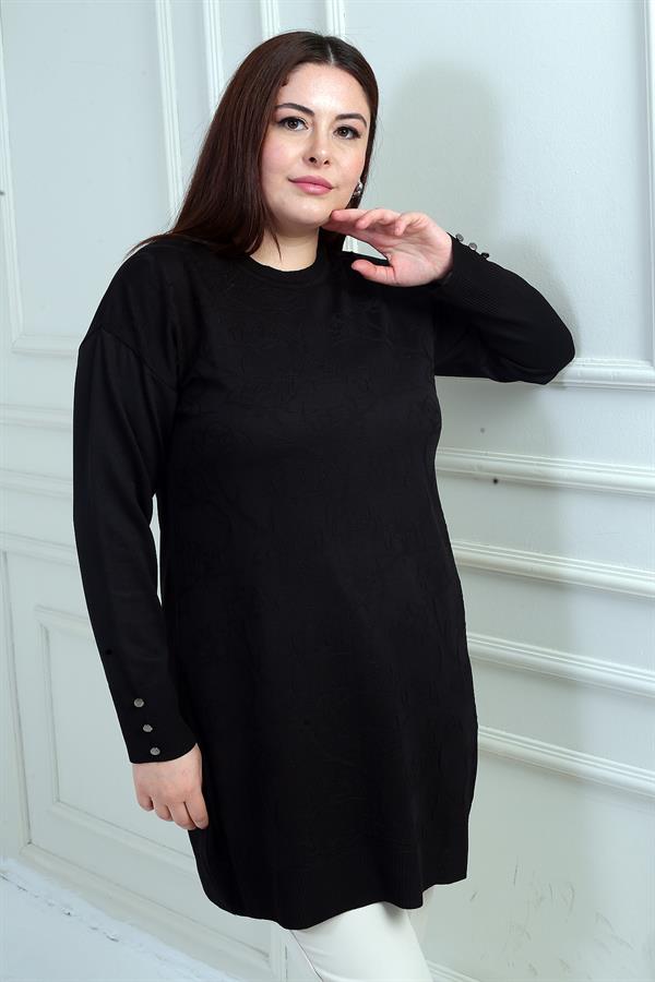 Tunique/blouse grande taille pour femme, à motif rose et détails de boutons sur les manches