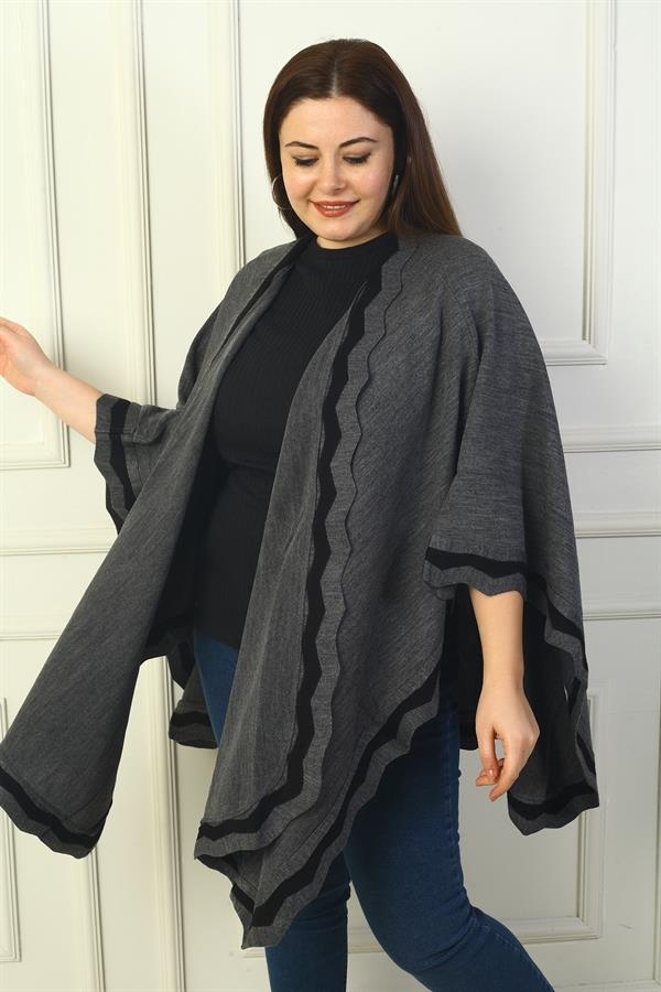 Poncho en acrylique rayé découpé au laser pour femme, grande taille