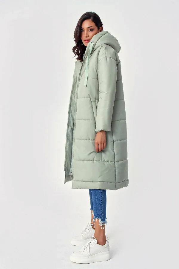 Hooded, Lined Long Oversized Puffer Coat