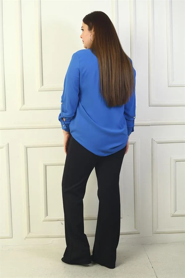 Kadın Beli Lastikli Çımalı Büyük Beden Palazzo Pantolon