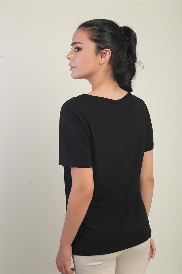 Women's White V-Neck Lycra Blouse with Trim