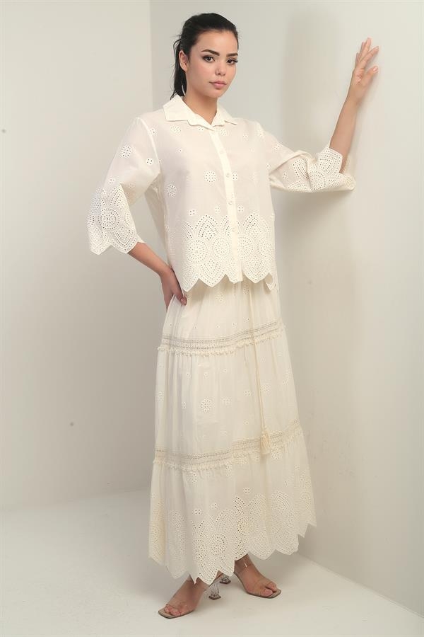 Kadın Gömlek-Etek Astarlı 2'li FistoTakım