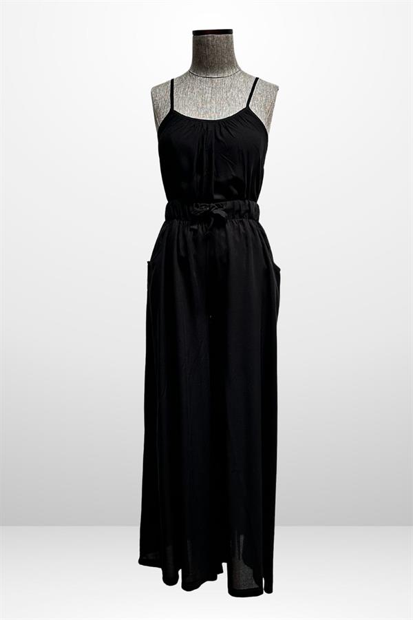 Ensemble 2 pièces : chemisier à bretelles pour femme avec taille élastique et poches, pantalon palazzo